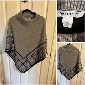 White House Black Market, Gray and Black Poncho Size L